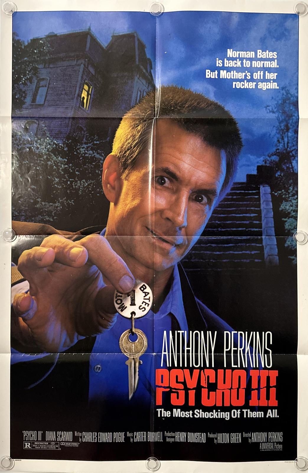 PSYCHO III Original Movie Poster 27" X 41" SS/Folded - 1986