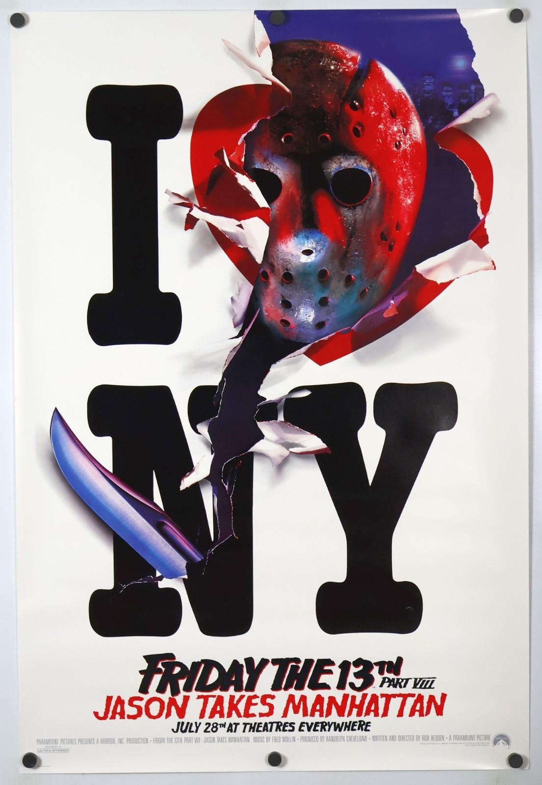 Friday The 13th Part VIII Jason Takes Manhattan original movie poster 27x40 Adv