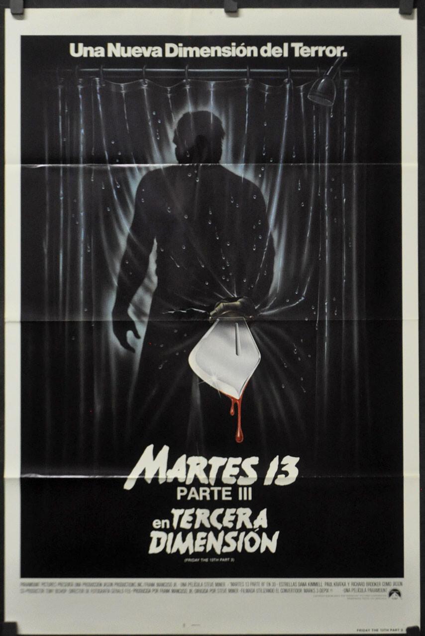 FRIDAY THE 13TH: PART III 1982 ORIGINAL 27X41 SPANISH MOVIE POSTER DANA KIMMELL