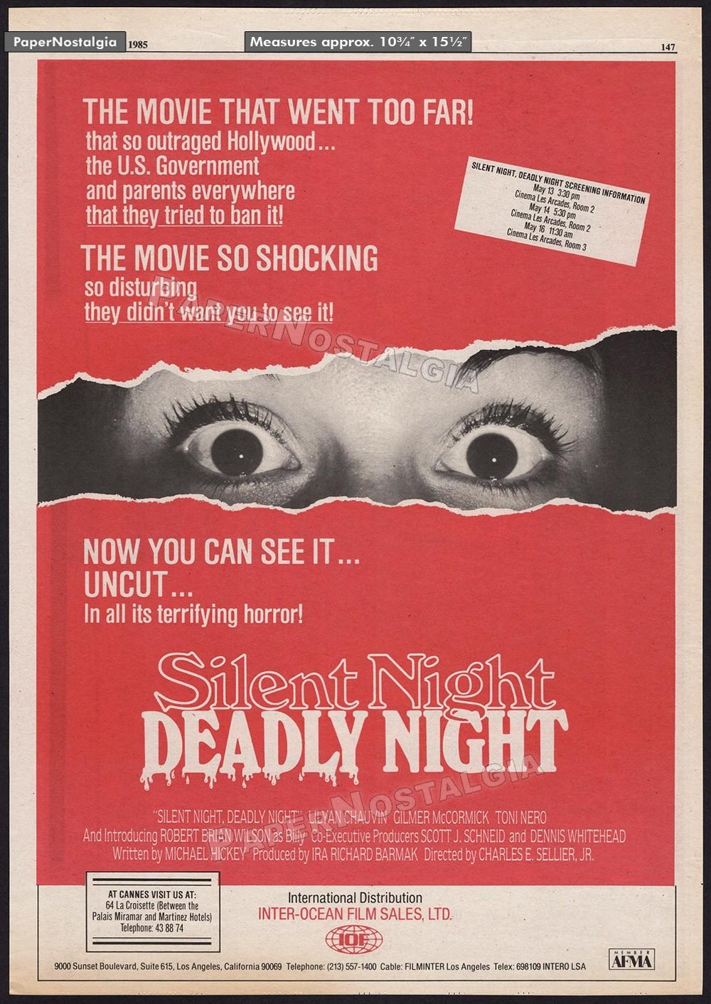 SILENT NIGHT, DEADLY NIGHT - Original 1985 Trade AD / poster - slasher Santa