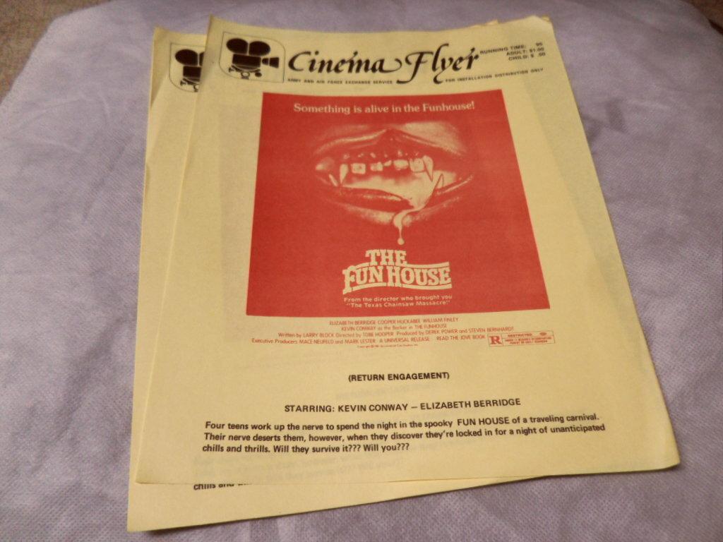 The Funhouse 1981 Military Base Movie Theater Promo Ad Flyer RARE Tobe Hooper