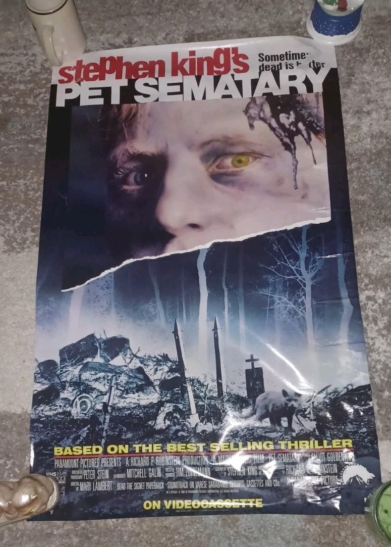 1989 Pet Sematary Original ON VHS Promo Movie Poster 37x23" Stephen King 