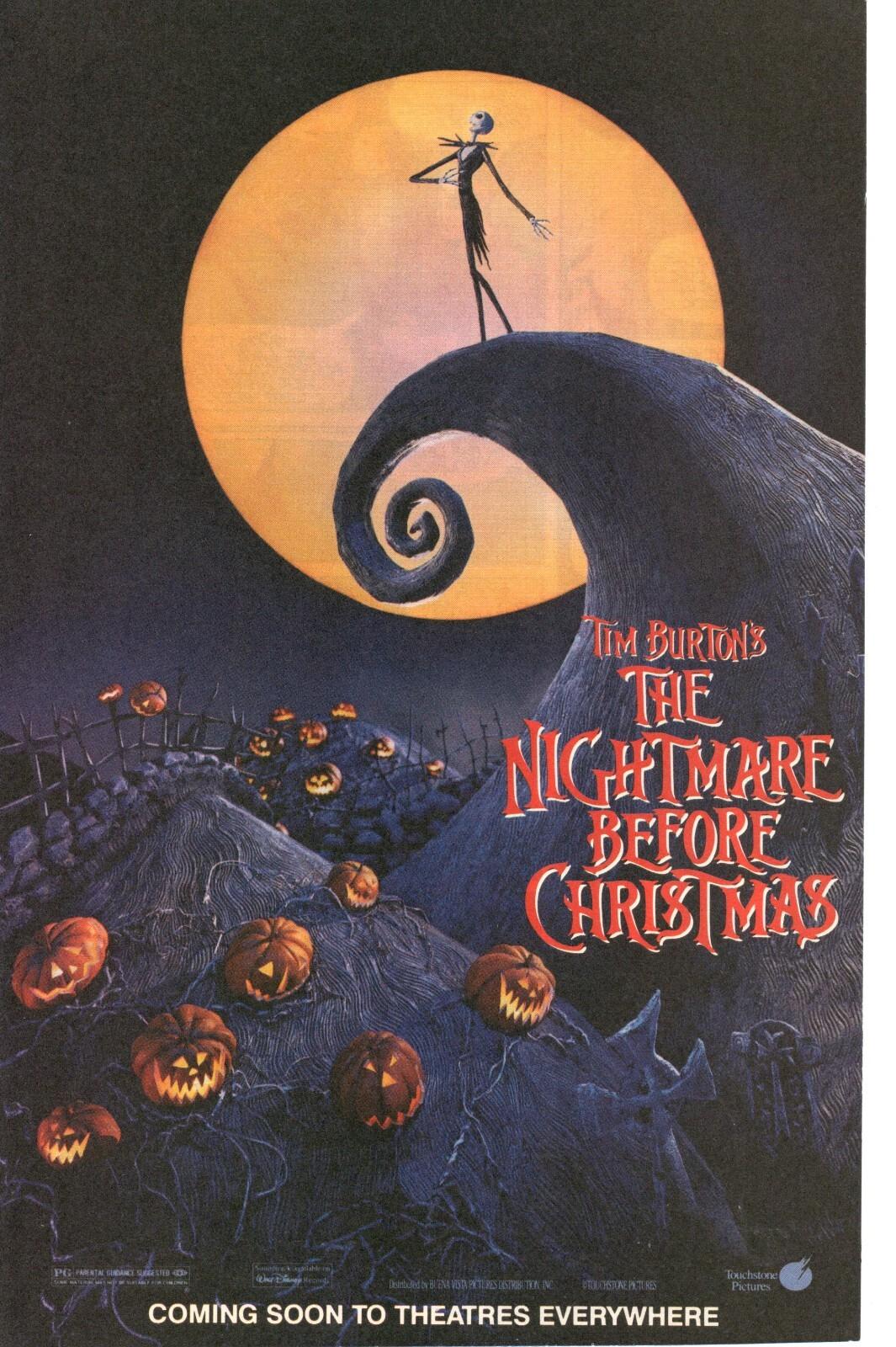 1993 THE NIGHTMARE BEFORE CHRISTMAS Movie Promo PRINT AD WALL ART - TIM BURTON