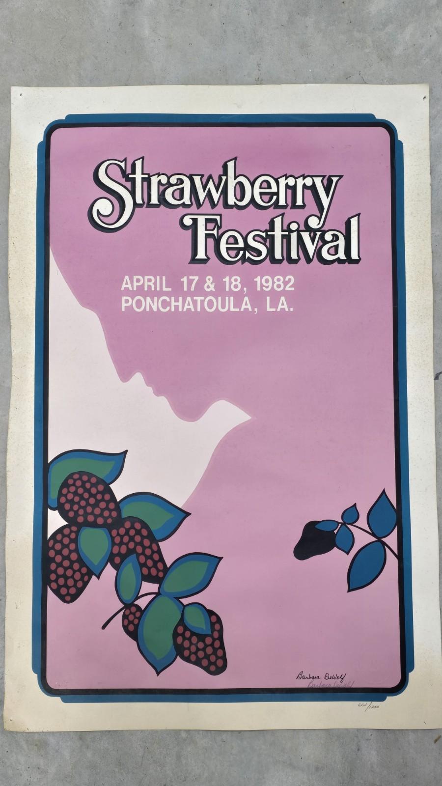 Vintage 1982 Ponchatoula Strawberry Festival Poster - Signed & Numbered - Rare