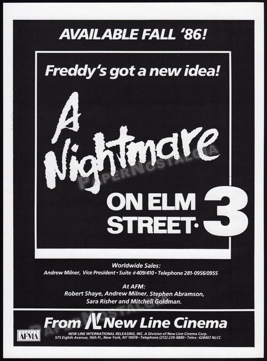 A NIGHTMARE ON ELM STREET 3 - Original 1986 Trade AD / ADVERT _  Dream Warriors