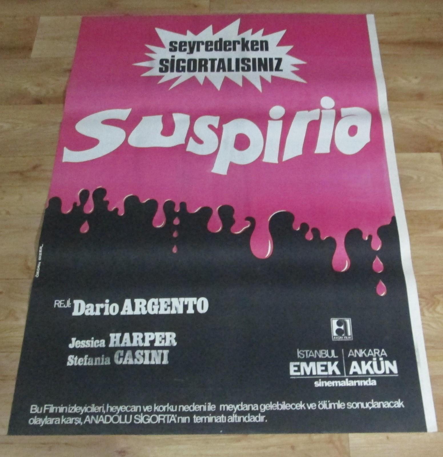 Dario Argento SUSPIRIA 1977 Minimalist ORIGINAL 27x40 Turkish Movie Poster NM