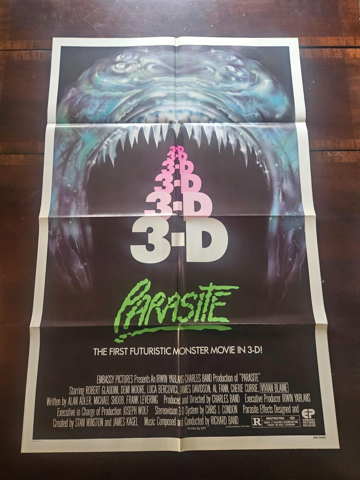 1982 PARASITE Original One Sheet Poster Demi Moore SCI-FI MONSTER HORROR 3D