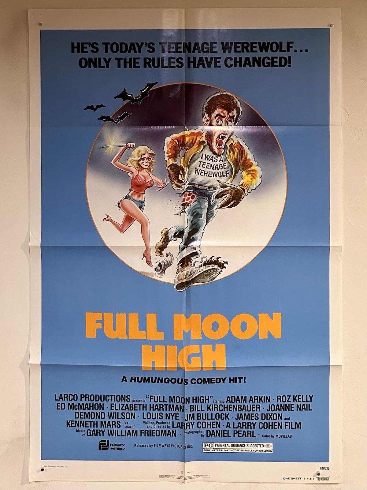 Vtg FULL MOON HIGH 1981 Larry Cohen Horror Comedy Original Movie Poster 27x41 NM