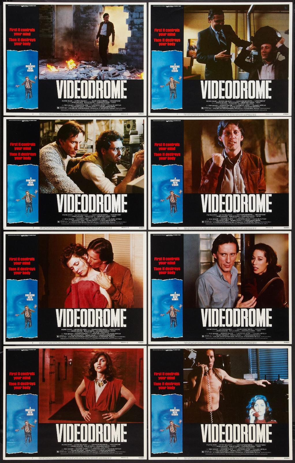 VIDEODROME orig 1983 lobby card set JAMES WOODS/DEBORAH HARRY/DAVID CRONENBERG