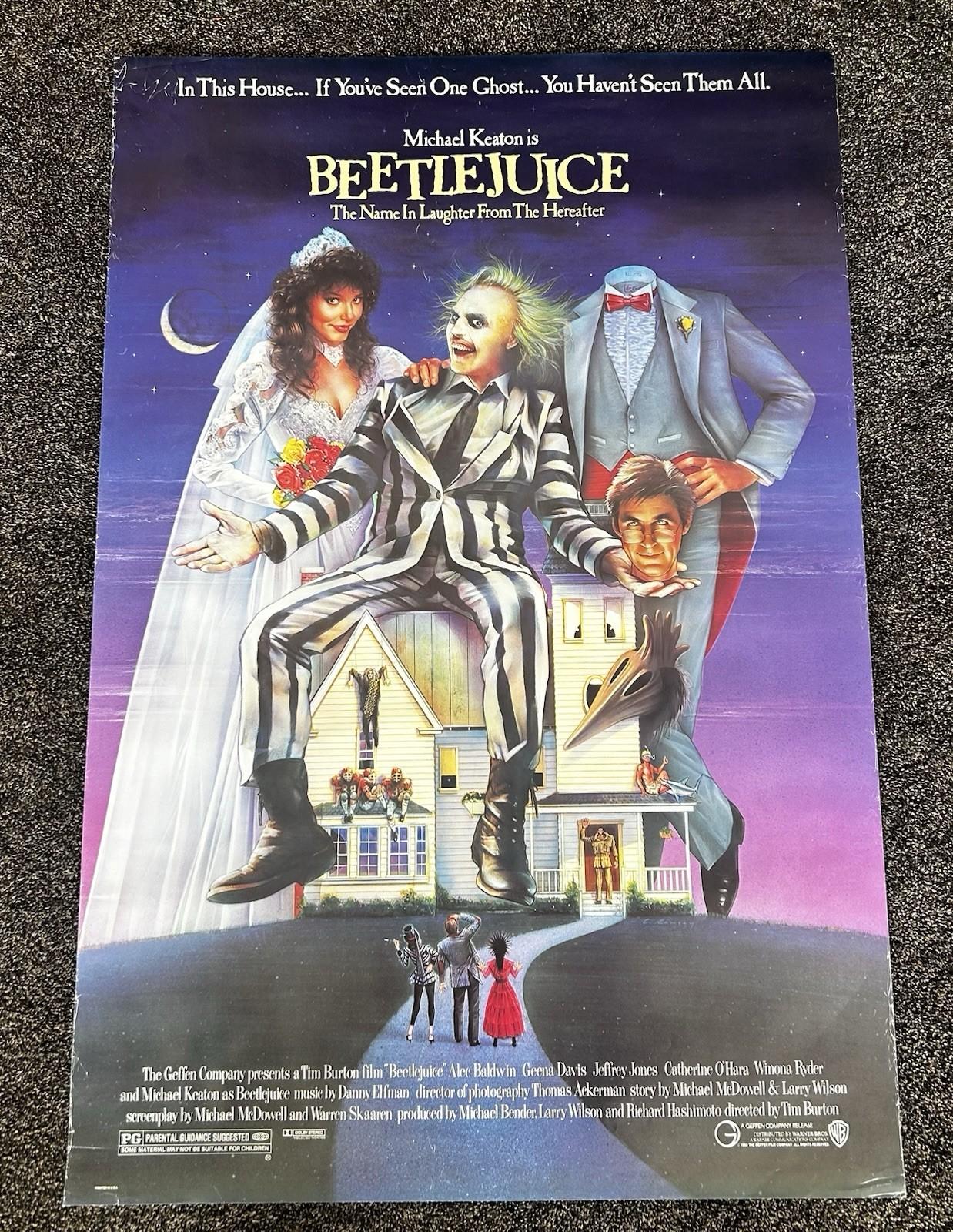 Vintage Original 1988 BEETLEJUICE One-sheet Movie Poster 27x41  Yellow Letters