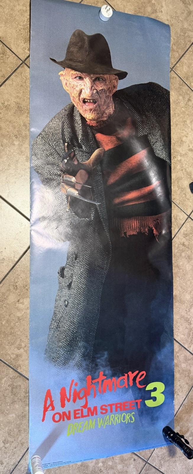 Vintage NIGHTMARE ON ELM STREET 3 DREAM WARRIORS Freddy Krueger Door Poster 1987