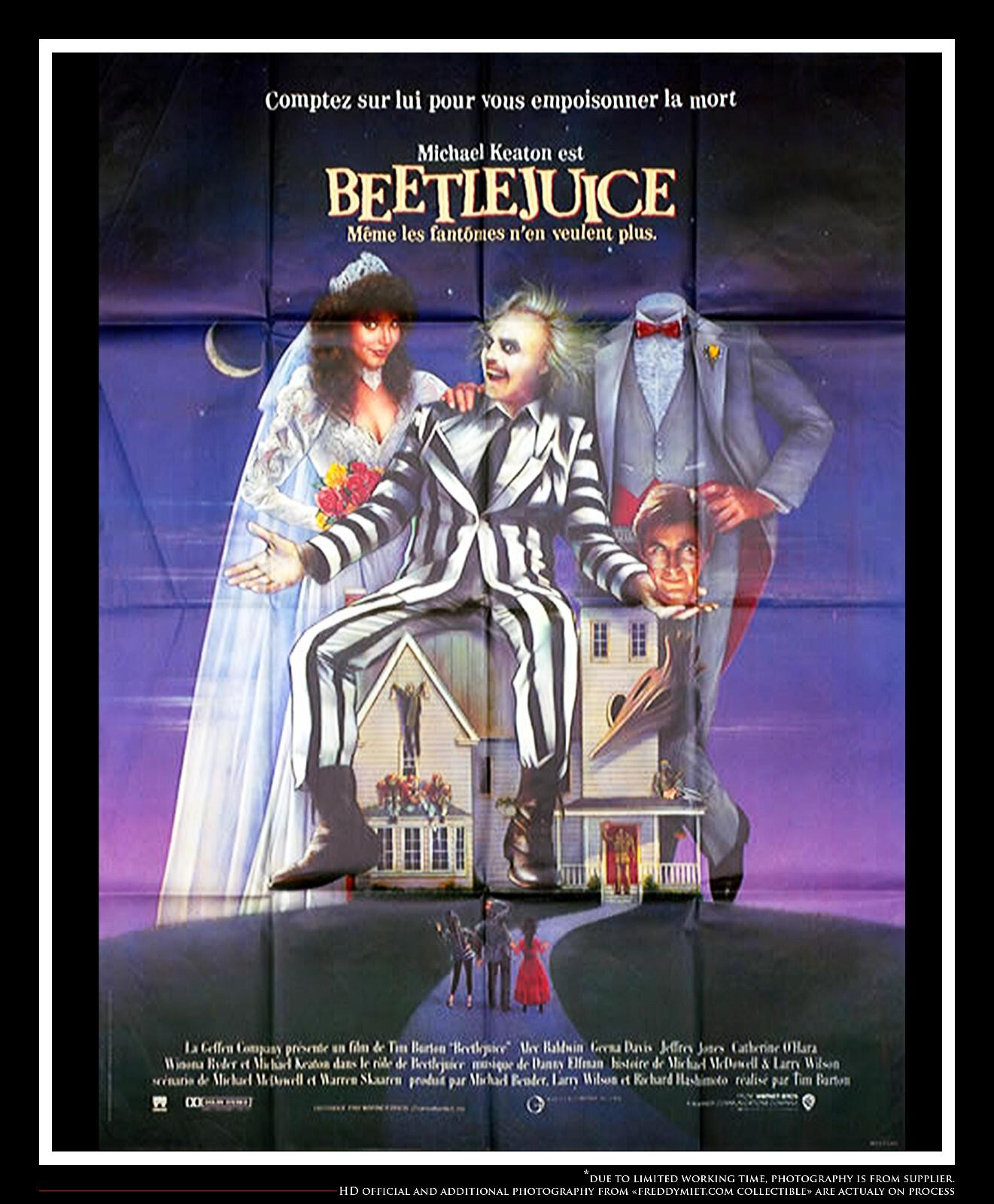 BEETLEJUICE Tim Burton French Grande Vintage Movie Poster Original 1988