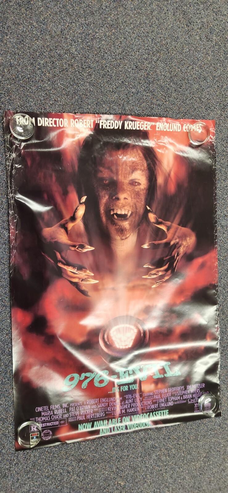 976-EVIL: Original Video Store VHS promotional movie poster (1988) ROUGH COND. 