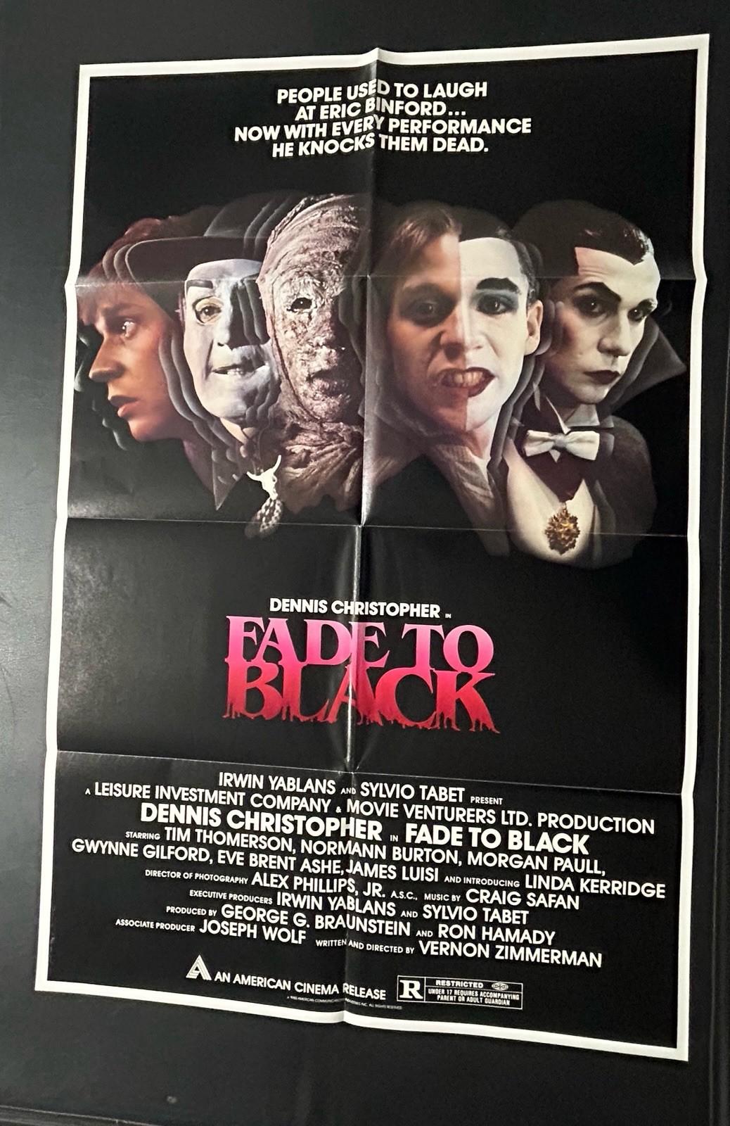 1980 FADE TO BLACK ORIGINAL 27X41 ONE SHEET VINTAGE FOLDED MOVIE POSTER VAMPIRES