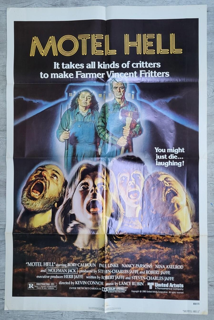 Vintage MOTEL HELL (1980) ORIGINAL MOVIE POSTER 27" X 41" Folded - CULT HORROR