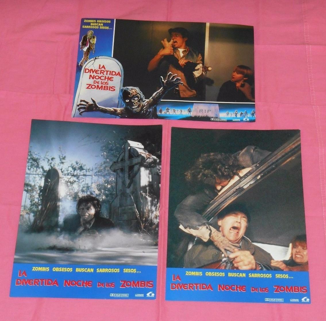 original Mexican RETURN OF THE LIVING DEAD PART II LOBBY CARD LOT x3 (set B)