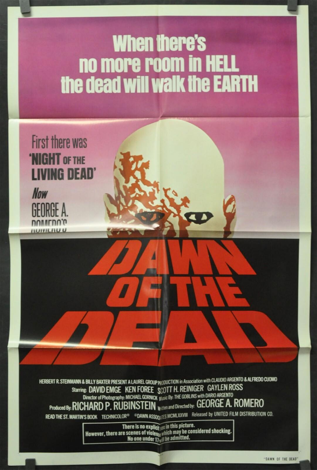 Dawn Of The Dead 1978 ORIGINAL 27X41 MOVIE POSTER GEORGE A. ROMERO DAVID EMGE