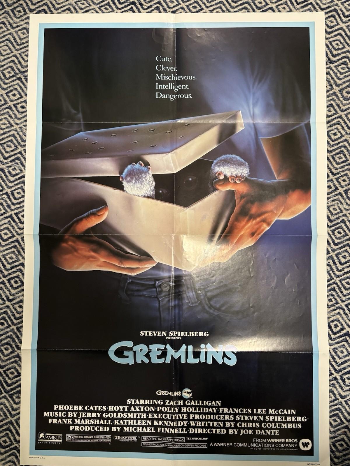 Vintage Original 1984 GREMLINS Movie Poster VF  SPIELBERG DANTE