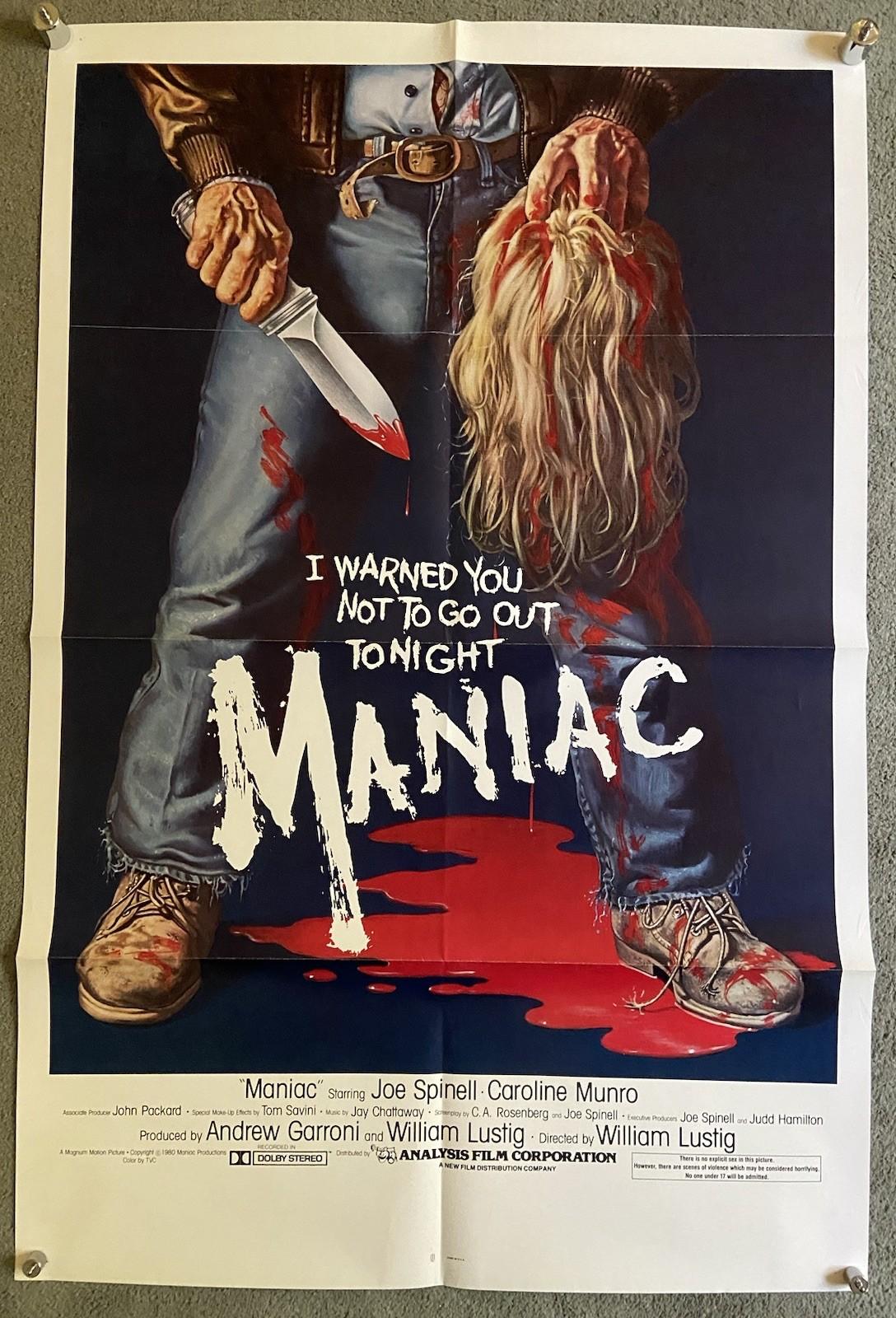 Original Vintage 1980 Maniac 27x41” Poster One Sheet