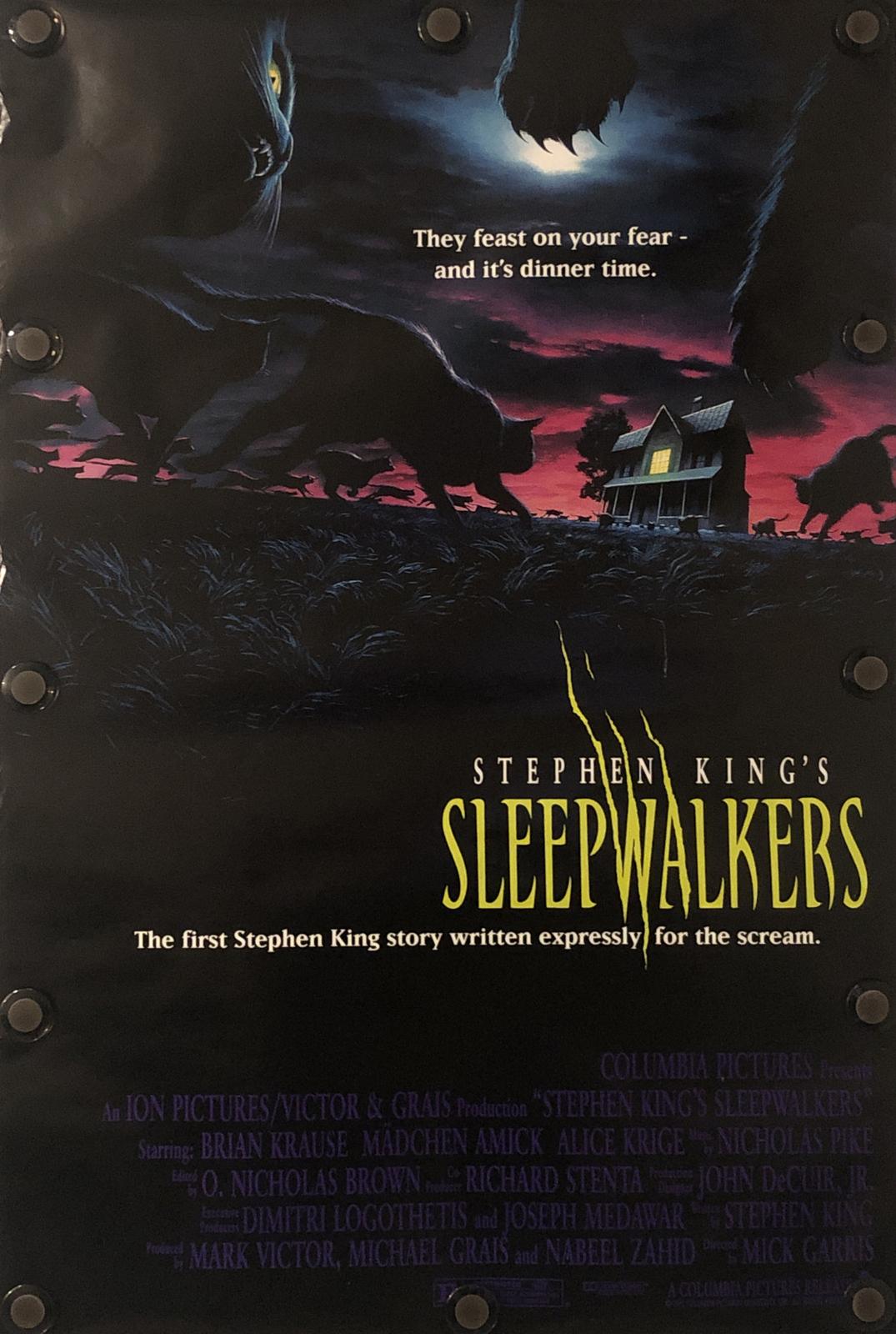 SLEEPWALKERS Original One Sheet Movie Poster - STEPHEN KING -1992