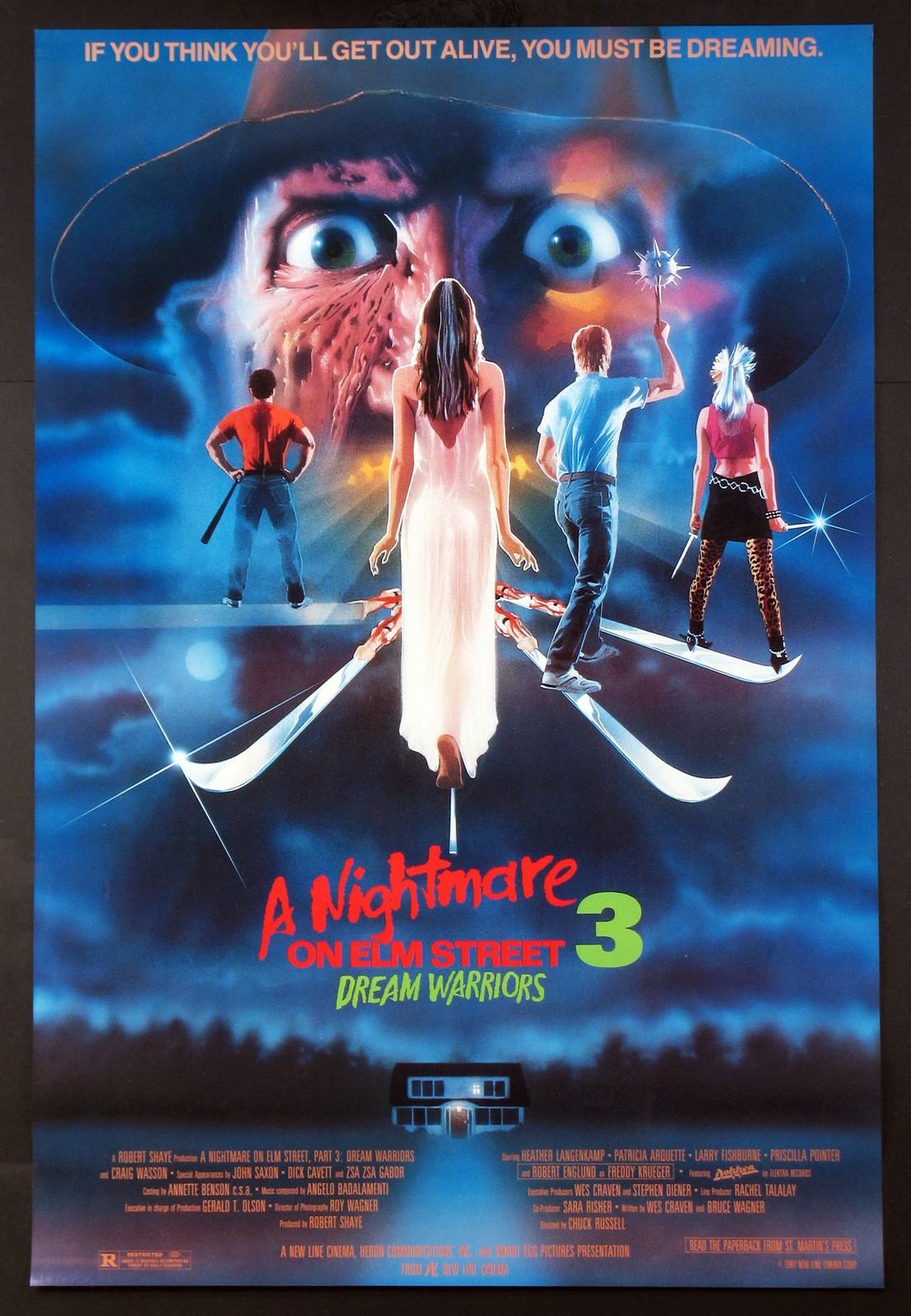 NIGHTMARE ON ELM STREET 3 DREAM WARRIORS III FREDDY KRUEGER HORROR 1987 1-SHEET