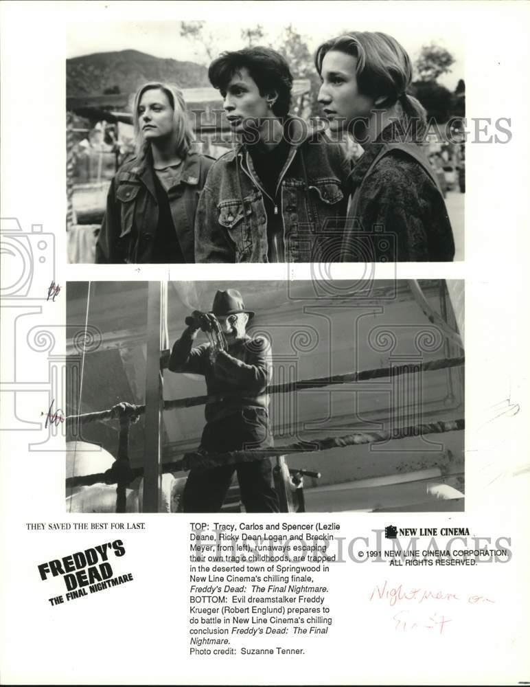 1991 Press Photo Actors in scenes from "Freddy's Dead The Final Nightmare"