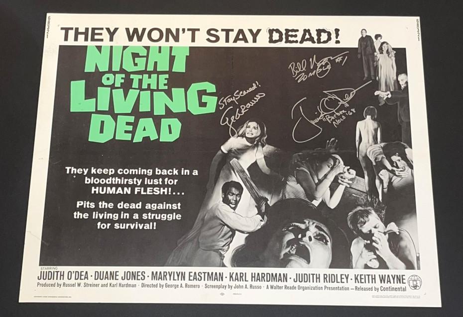 NIGHT OF THE LIVING DEAD 1968 ORG HALF SHEET MOVIE POSTER SIGNED GEORGE A ROMERO