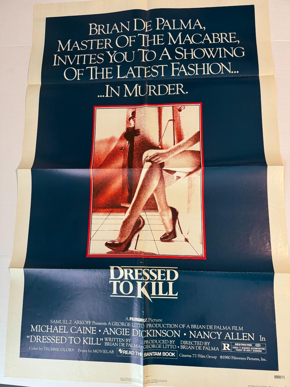 DRESSED TO KILL 1980 Original Movie Poster-One Sheet FOLDED -M Caine,A Dickinson