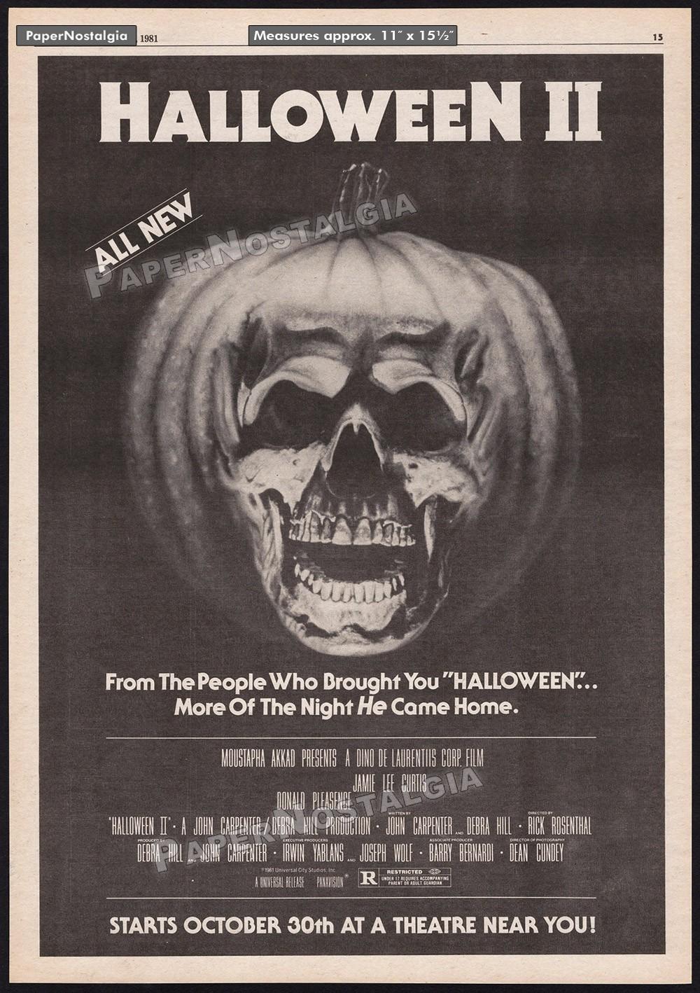 HALLOWEEN II – Original 1981 Trade AD / poster – John Carpenter – Michael Myers