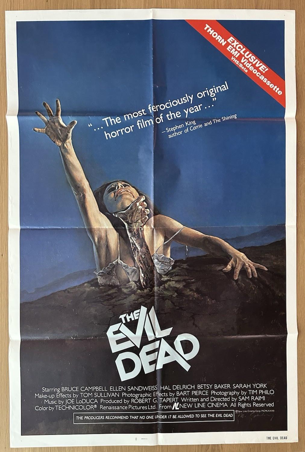 EVIL DEAD Bruce Campbell 1983 27x41" THORN EMI VHS/Beta One-Sheet ORIGINAL Rare!