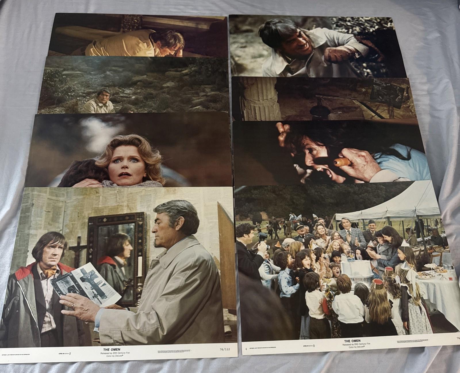 THE OMEN ORIGINAL 11X14 LOBBY CARD SET OF 8 1976 GREGORY PECK Horror Vintage