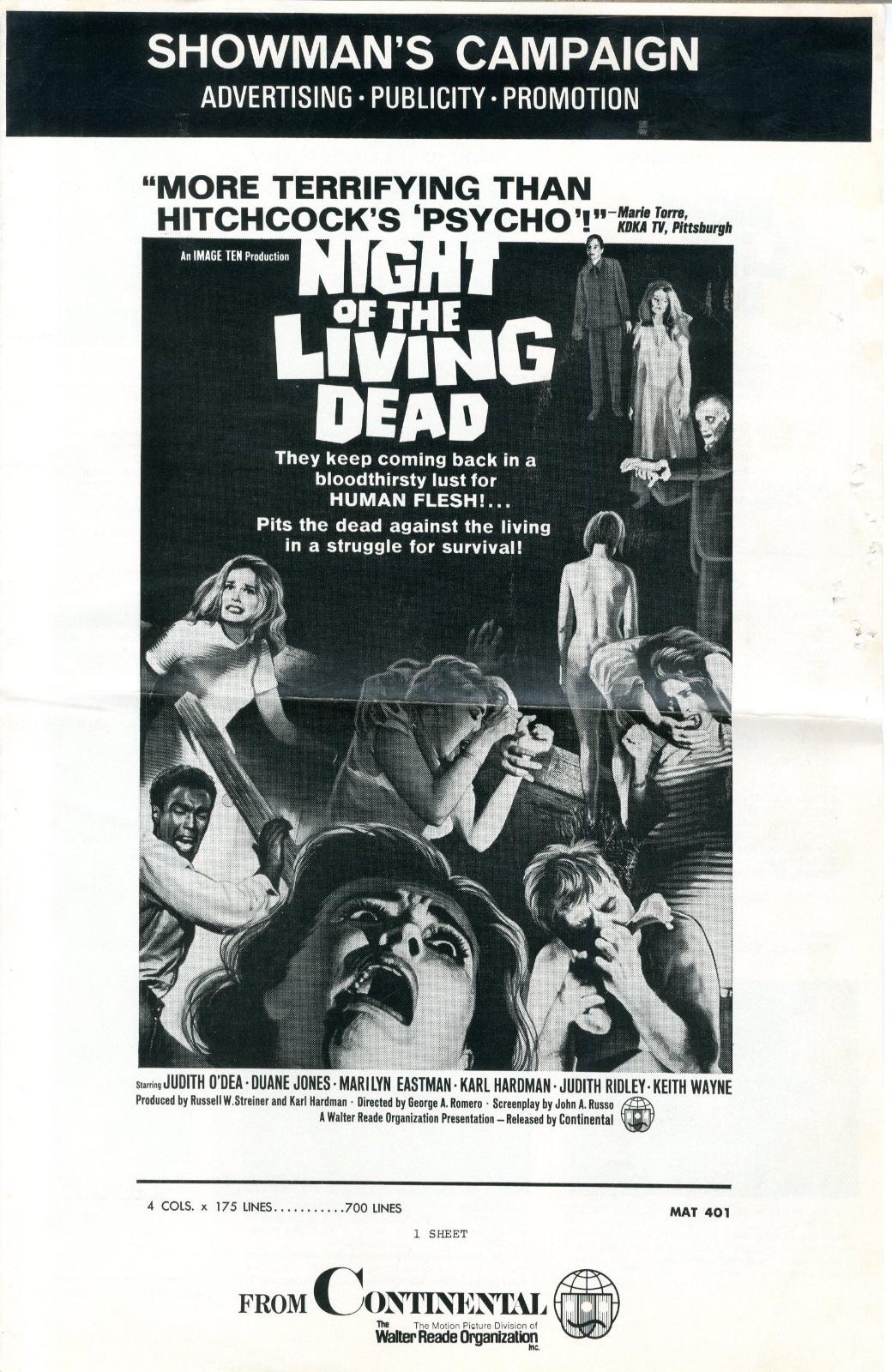 Night of the Living Dead   1968   Uncut Press Book    FINE