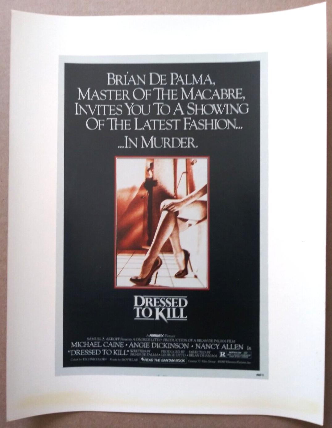 MICHAEL CAINE IN DRESSED TO KILL  VINTAGE ORIGINAL MIN-POSTER. 1980 .11"X 14"