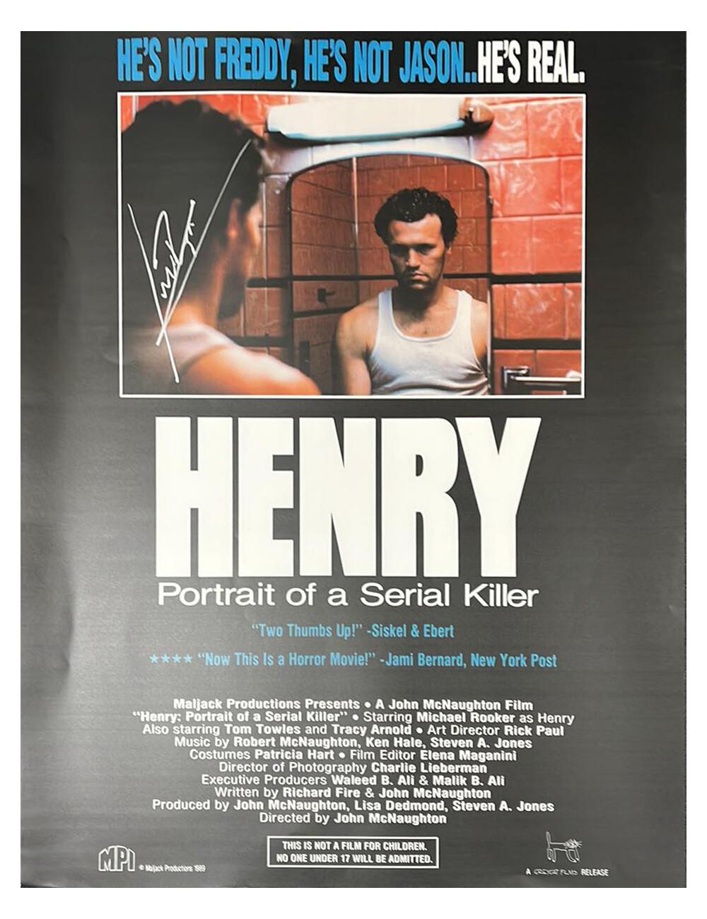 HENRY PORTRAIT OF A SERIAL KILLER Huge poster signed by Michael Rooker 1986 QUAD