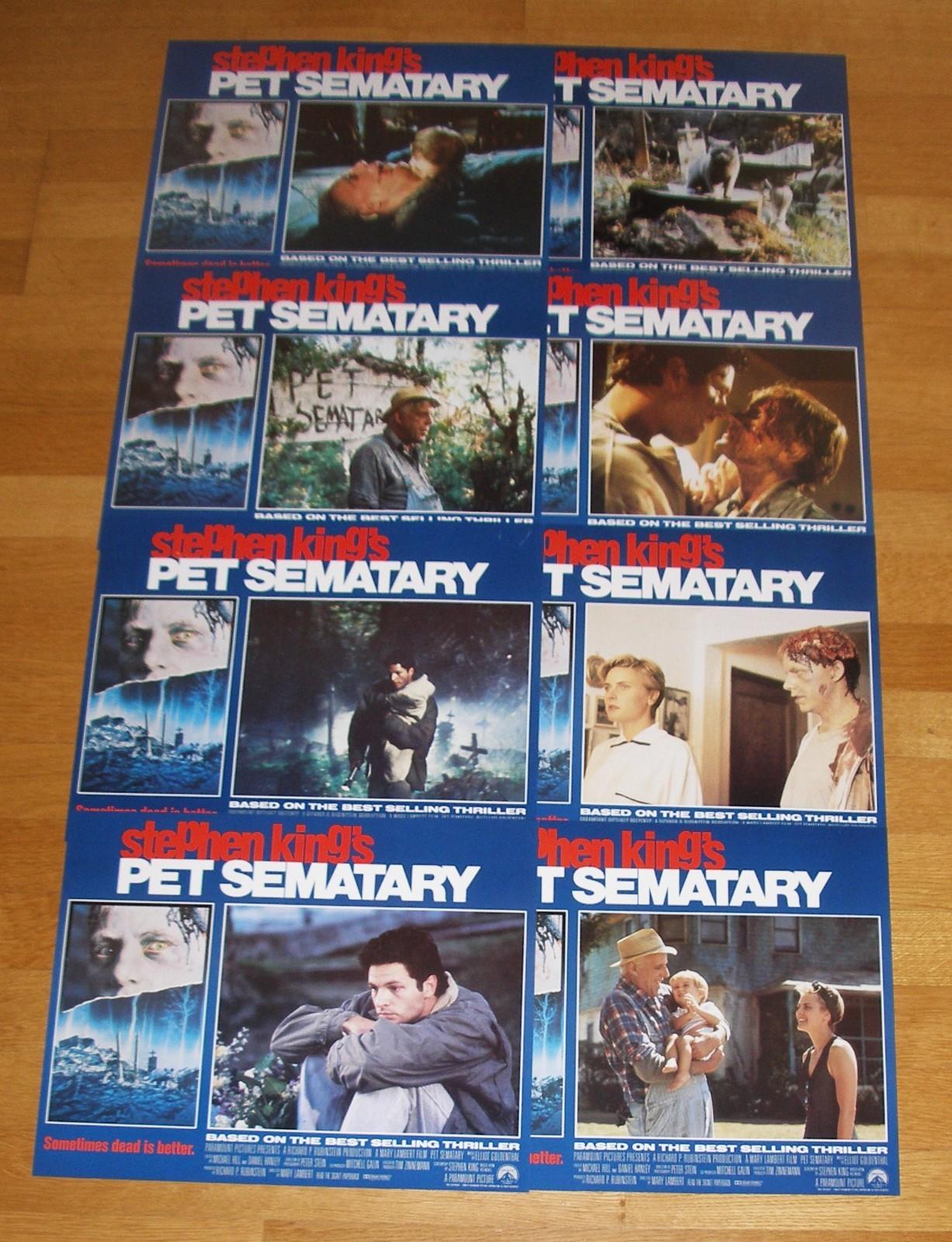 PET SEMATARY (1989) Stephen King Horror Classic Rare Original Lobby Card Set NM