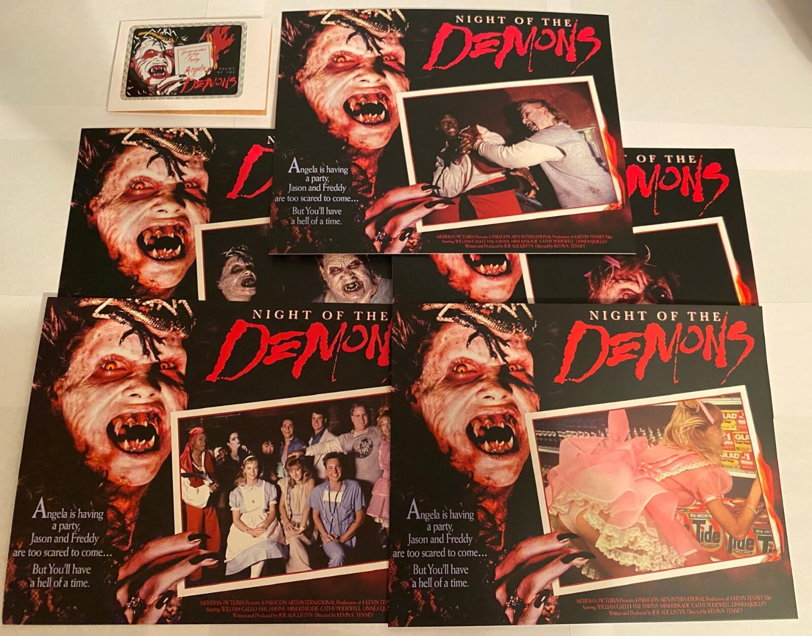 Night of the Demons 8 x 10 Lobby 5 Card Set, Enamel Pin Set and Prism Card Rare 