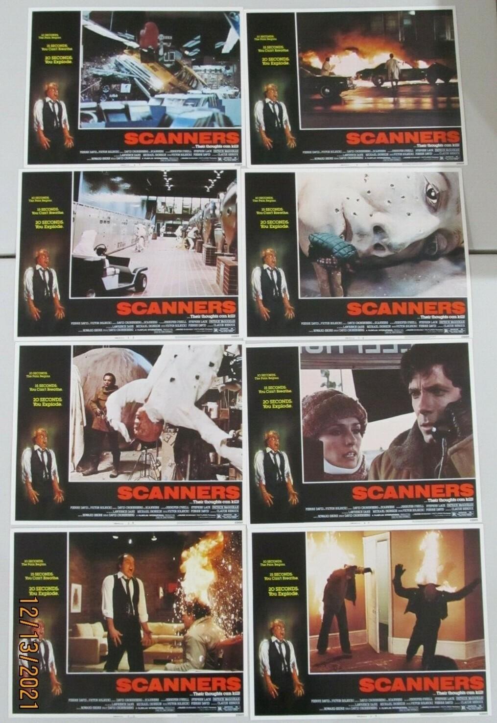 SCANNERS ORIGINAL 11X14 LOBBY CARD SET OF 8 1981 JENNIFER O'NEILL CRONENBERG