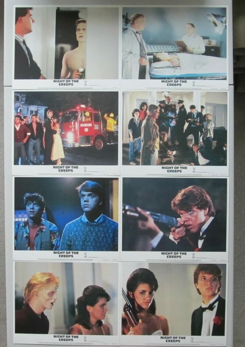 NIGHT OF THE CREEPS ORIGINAL 11X14 LOBBY CARD SET OF 8 1986 JASON LIVELY WHITLOW