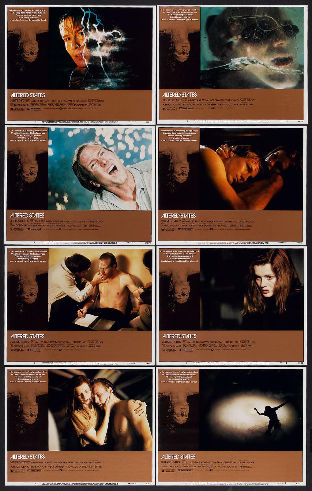 ALTERED STATES original 1980 lobby card set WILLIAM HURT 11x14 movie posters