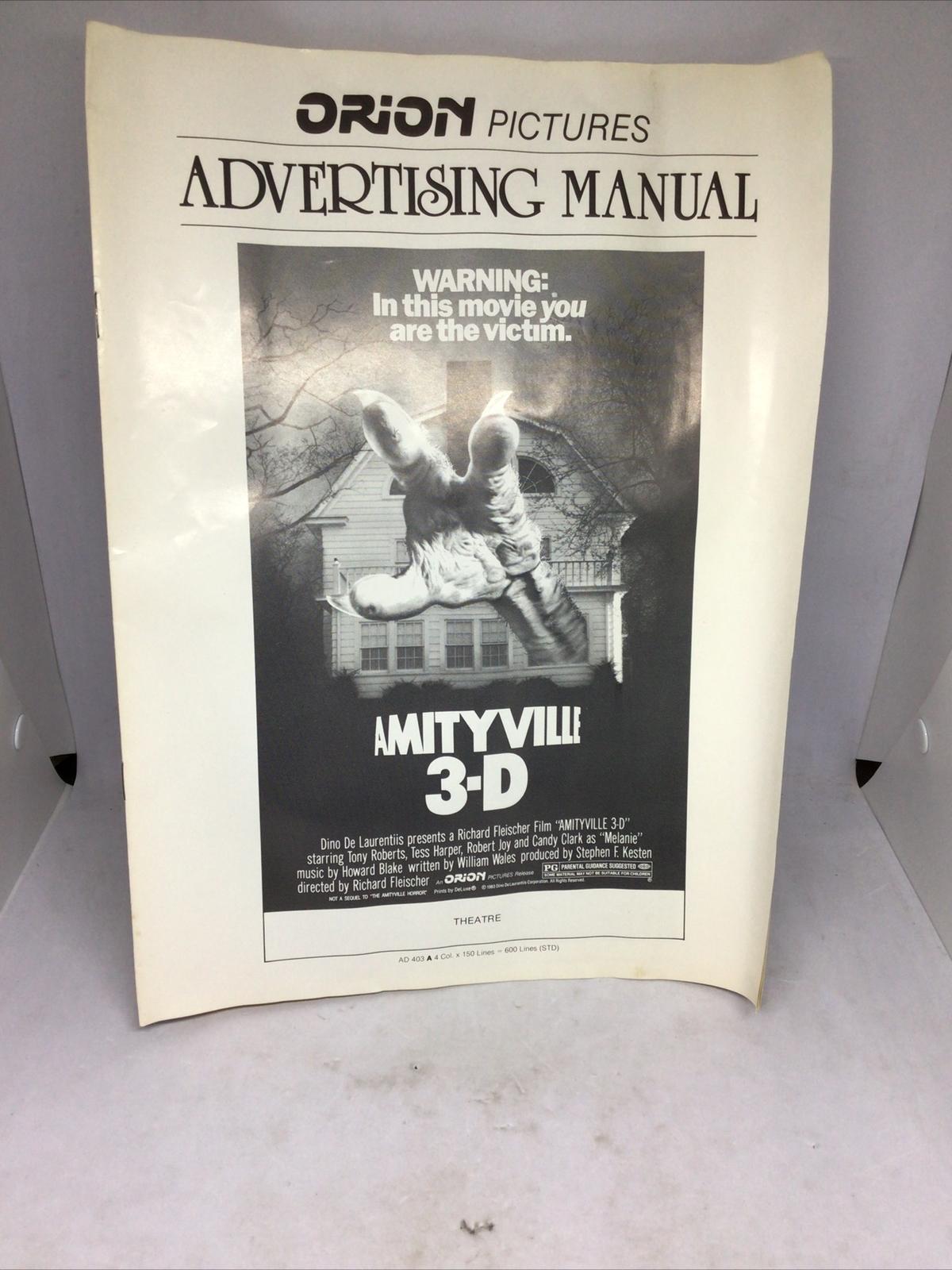 1983 Orion Pictures Amityville 3-D Horror Movie Advertising Manual *RARE*