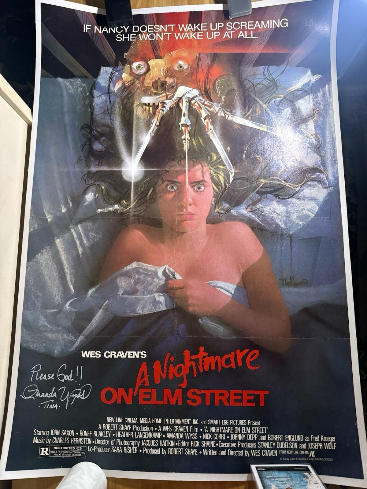 Original 1984 Nightmare On Elm Street Poster Linen Backed And Signed