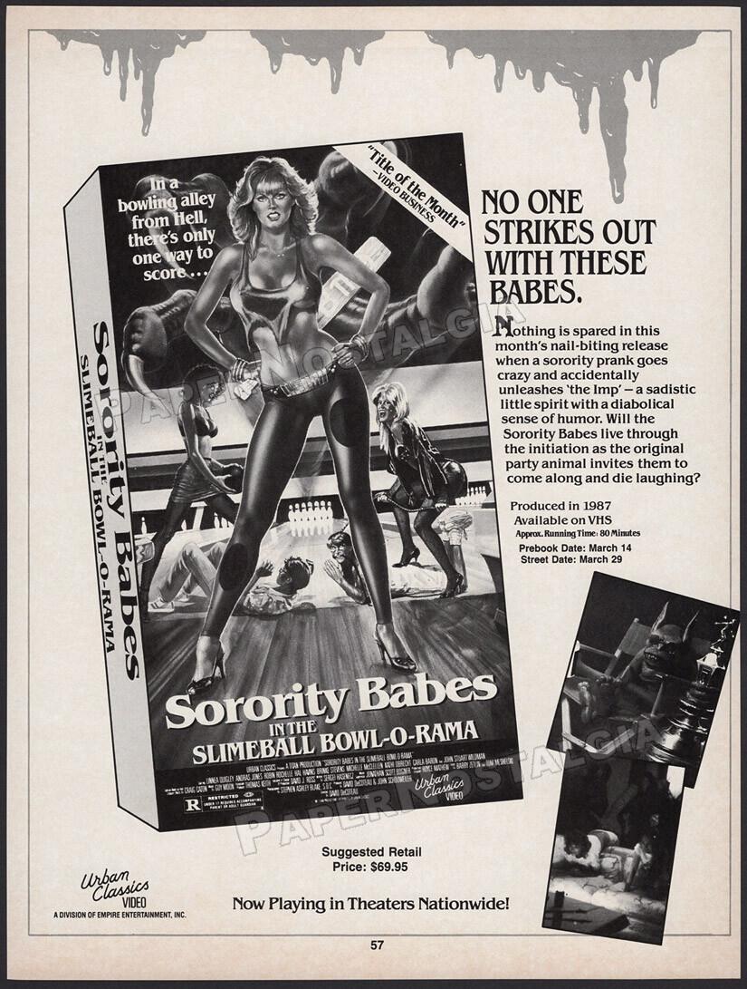 SORORITY BABES IN THE SLIMEBALL BOWL-O-RAMA - Original 1988 Trade AD / ADVERT