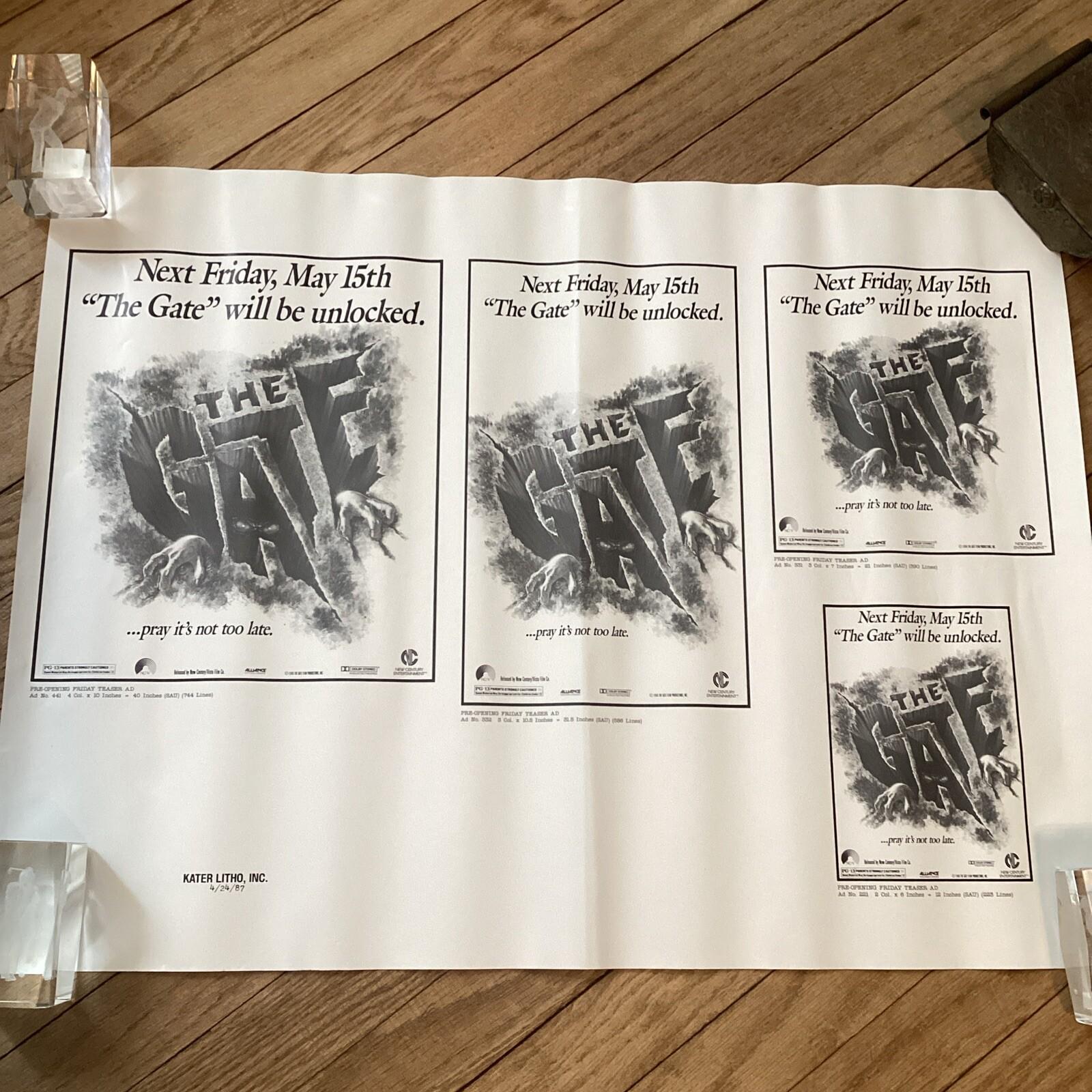 Original 1987 The Gate 24”x18” Pre-Release Movie Newspaper Advertising Slick