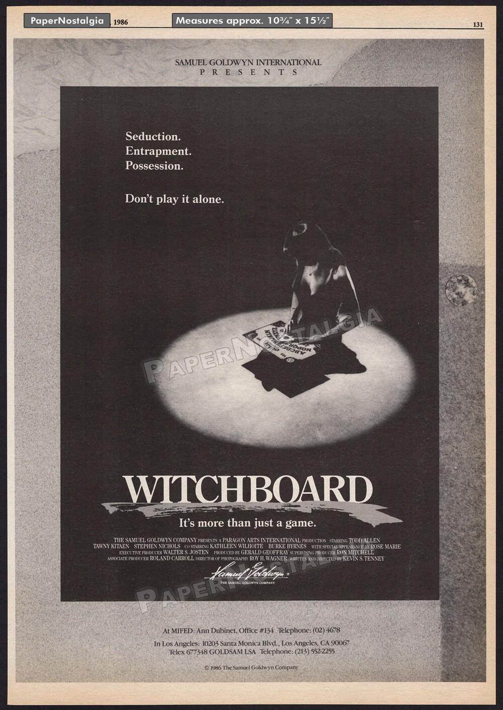 WITCHBOARD - Original 1986 Trade AD / poster _ Tawny Kitaen _ Ouija board/occult