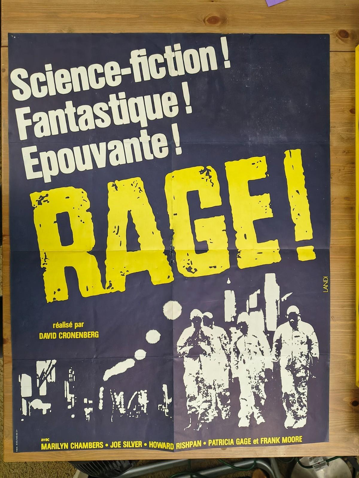 Rabid (Rage!) French  Original Poster 1977 - Marilyn Chambers, David Cronenberg