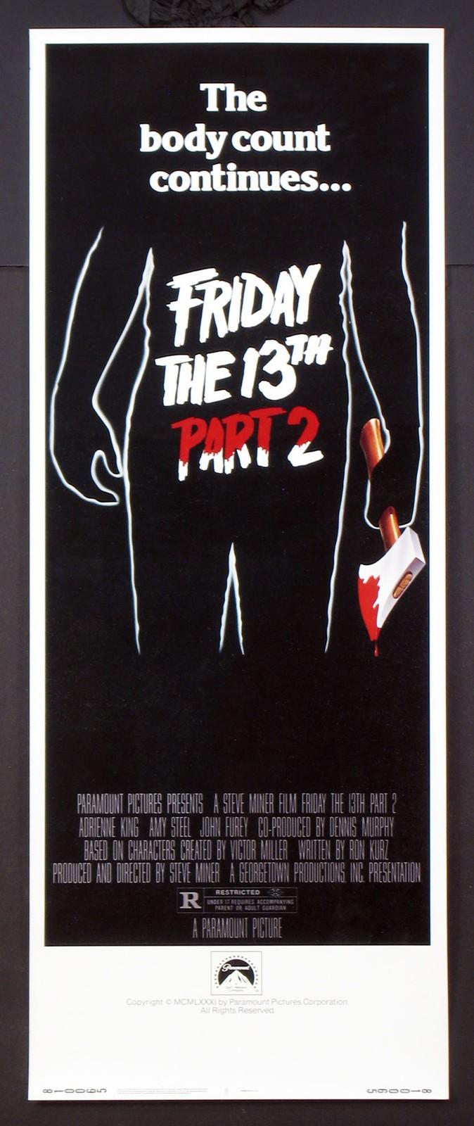 FRIDAY THE 13TH PART 2 JASON VOORHEES HORROR 1981 INSERT ROLLED NM