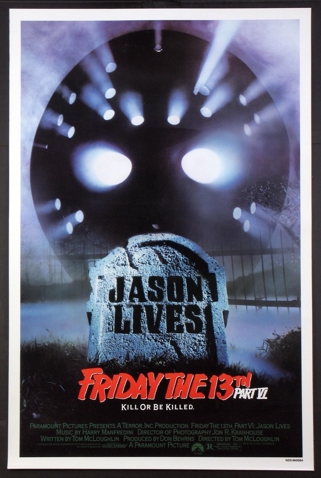 FRIDAY THE 13TH PART VI 6: JASON LIVES SLASHER HORROR 1986 1-SHEET ROLLED