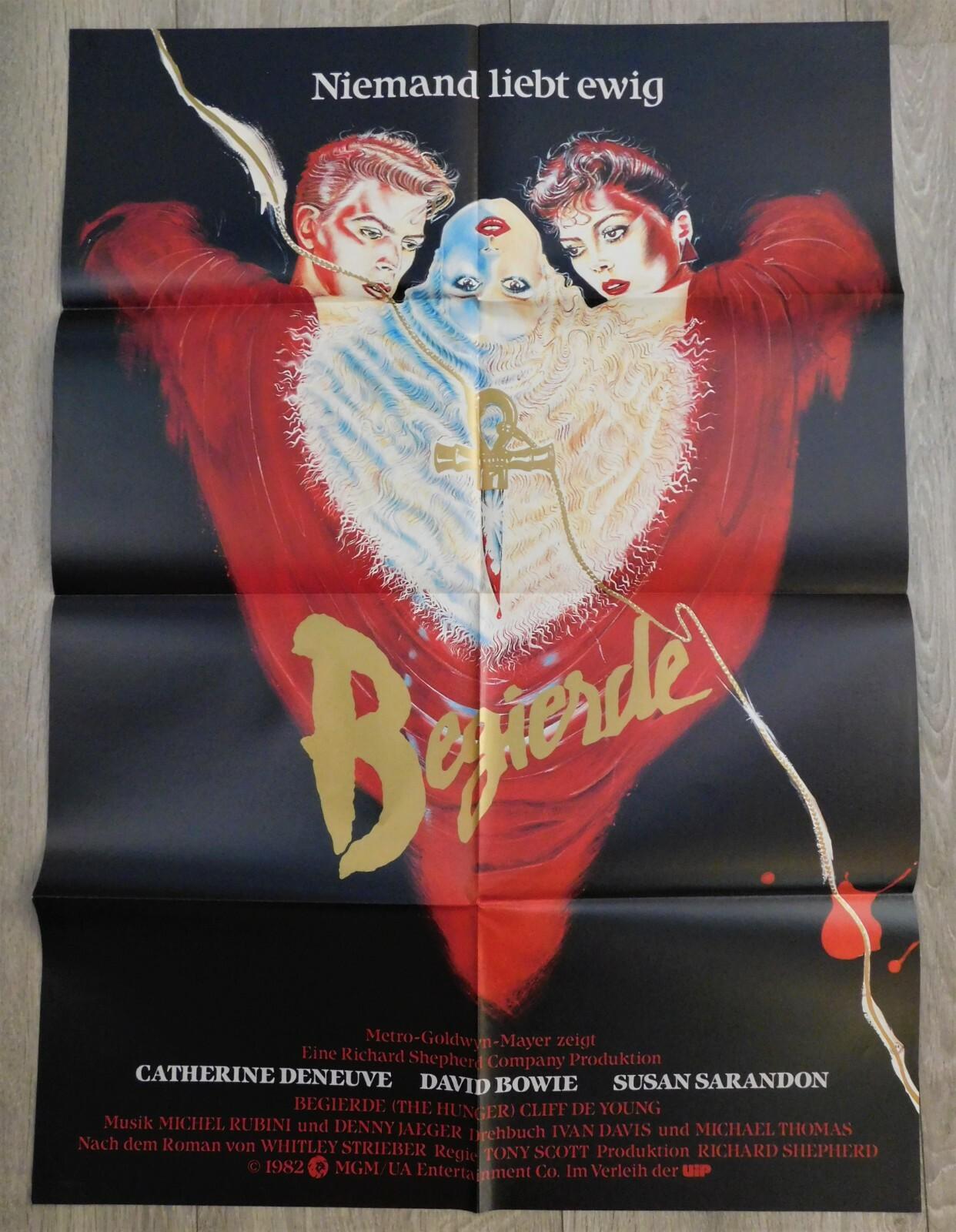The Hunger Movie Poster German Original 22"33" 1983 David Bowie Deneuve Sarandon