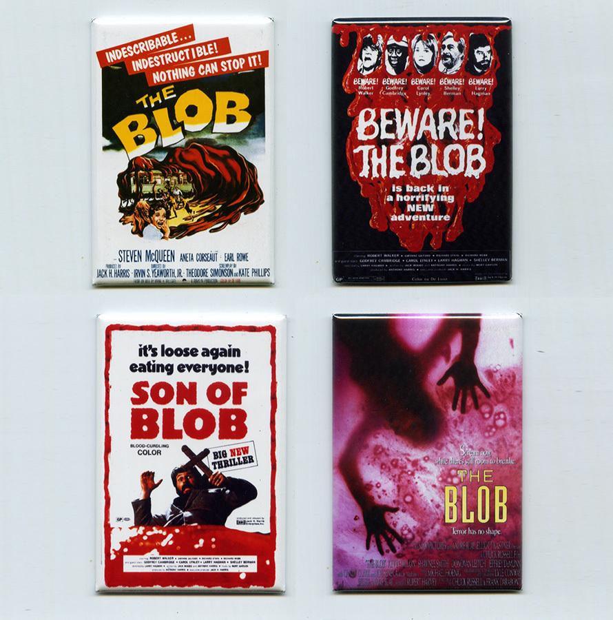 THE BLOB - MOVIE POSTER FRIDGE MAGNETS (son of  beware! 1988 1958 1972 vintage)