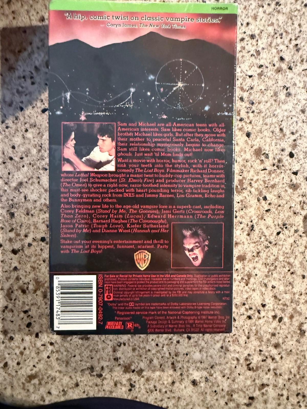 THE LOST BOYS RARE VHS Tape Video 1987 With Watermarks Factory Sealed